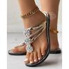 Flip Flops Women Slippers Rhinestone Floral Pattern Hollow Out Crystal Clip Toe Silver Beach Sandals Golden Strap Sandal