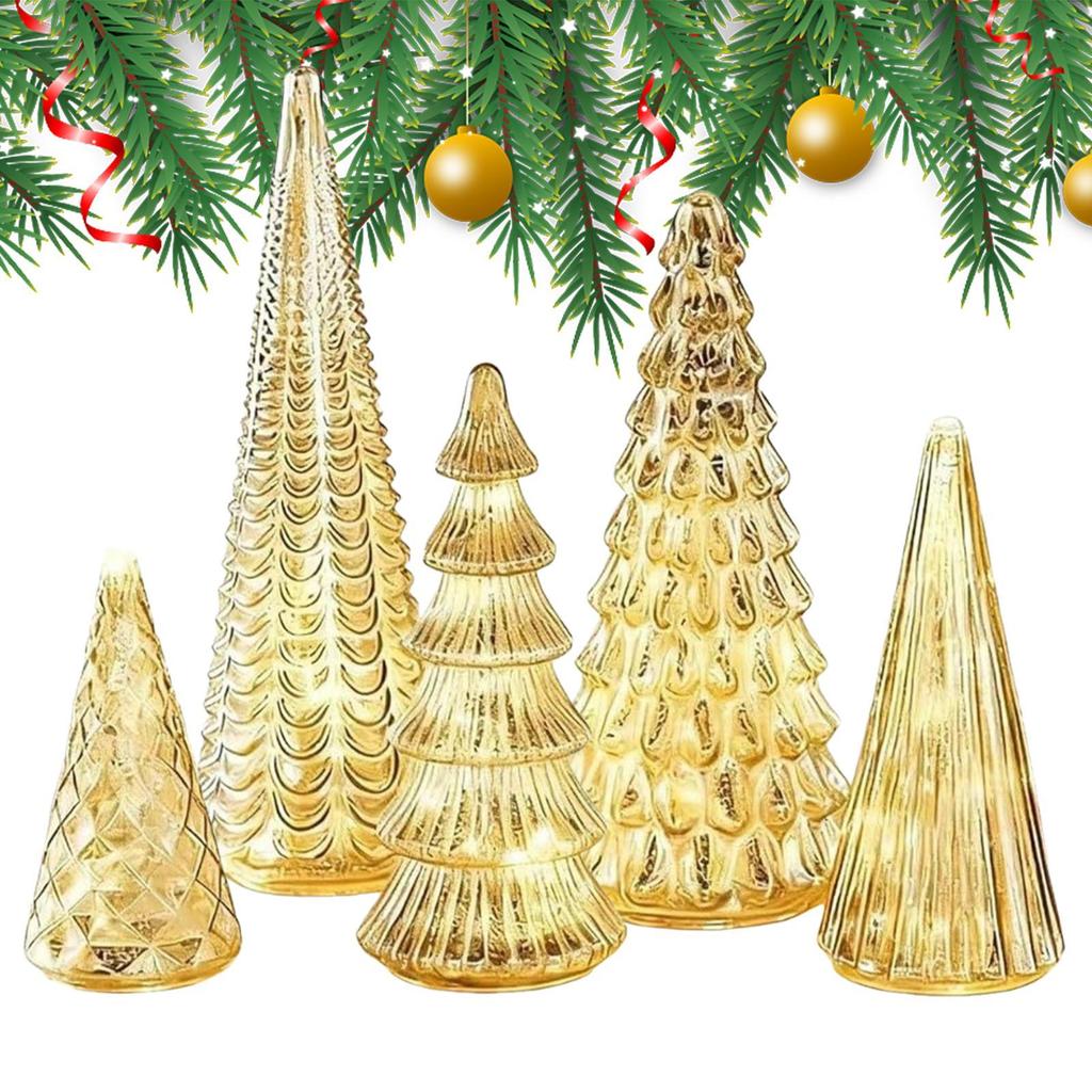 5 Pieces LED Party Decorations Christmas Trees with Lights LED Light Up Christmas Tree for Outdoor Desk Table Fireplace Bedroom