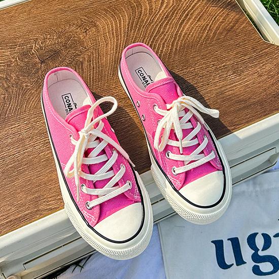 Полутапочки, парусиновая обувь, универсальные маленькие белые туфли для студенток, летняя корейская повседневная обувь, модная парусиновая обувь