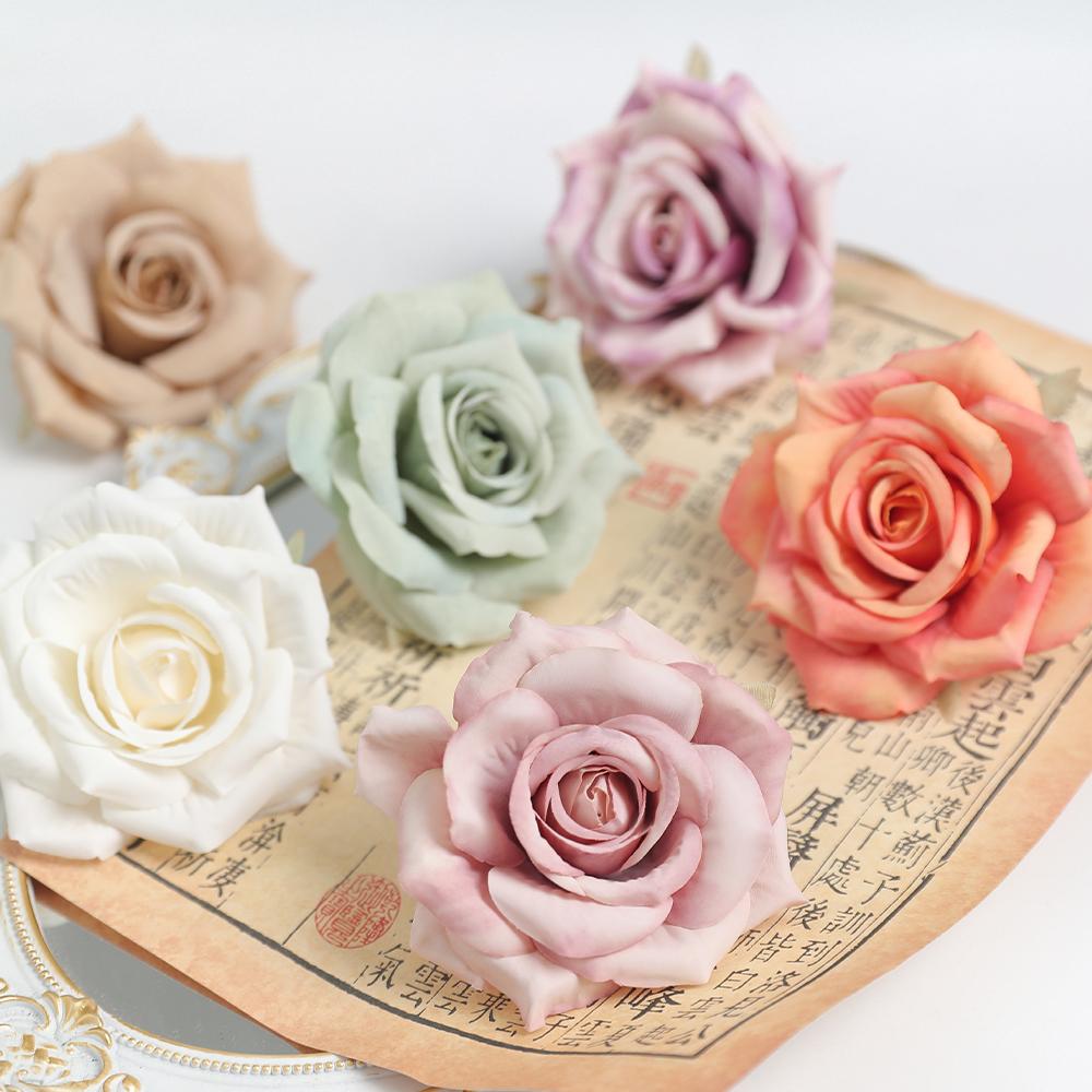 3/5/10Pcs Rose Artificial Silk Fake Flowers for Home Room Decoration DIY Accessories 8cm Fake Flowers Wedding Brides Party Decor