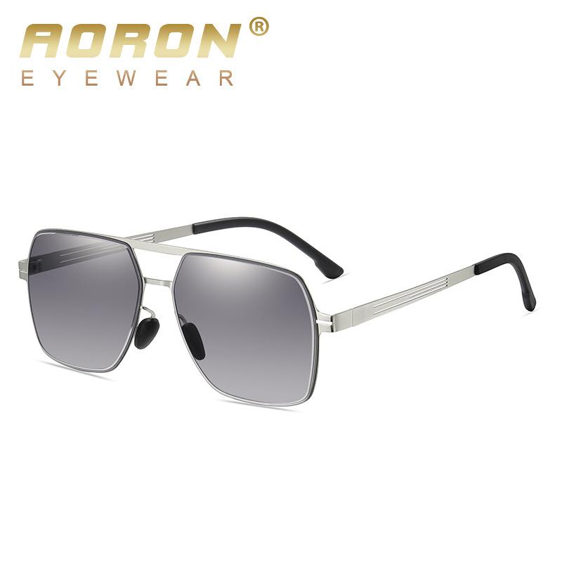 aoron Double Beam Driving Sunglasses Fashion Men's Metal Large Frame Outdoor Sunglasses