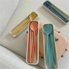 Набор столовых приборов 4 шт./набор, ложка из пшеничной соломы, вилка, палочки для еды, коробка, посуда, портативные столовые приборы, аксессуары, бытовая модная посуда