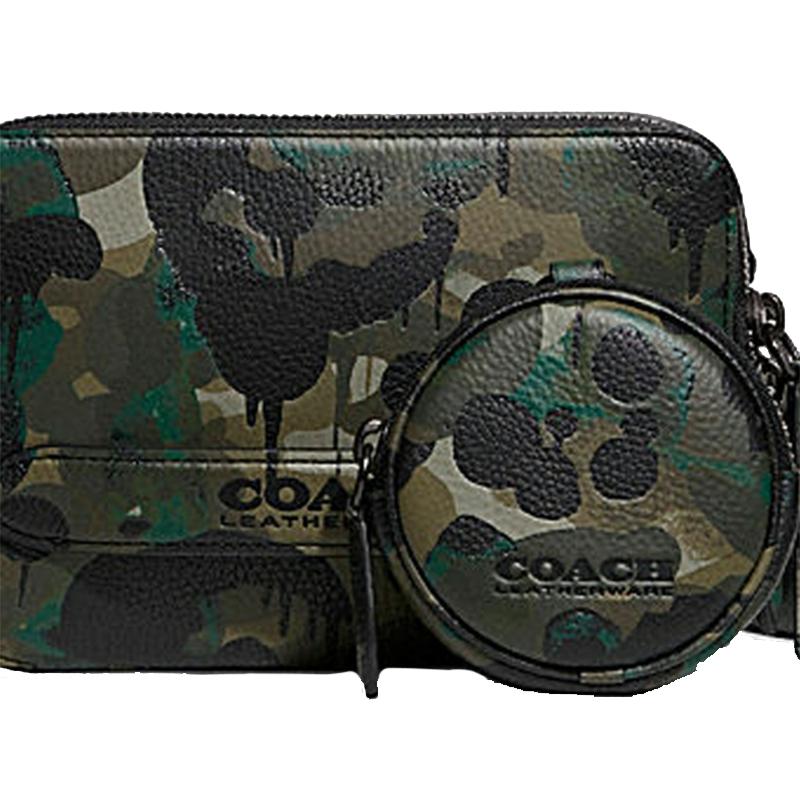 Coach Charter 19 Printed Mixed Leather Shoulder Crossbody Bag Small Men bags Camouflage C5330-GNBL