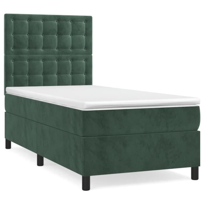 3143232 vidaXL Divan Bed and Mattress Dark Green 80x200 Cm Velvet