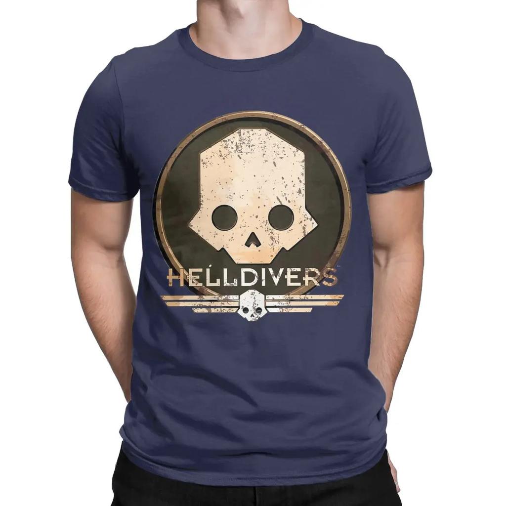 Helldivers Научно-фантастическая Видеоигра Мужская Футболка Хипстерские Футболки С Коротким Рукавом С Круглым Вырезом Чистый Хлопок 4XL Одежда