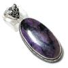 Natural Russian Charoite Gemstone 925 Sterling Silver Pendant 2.56" D7O66