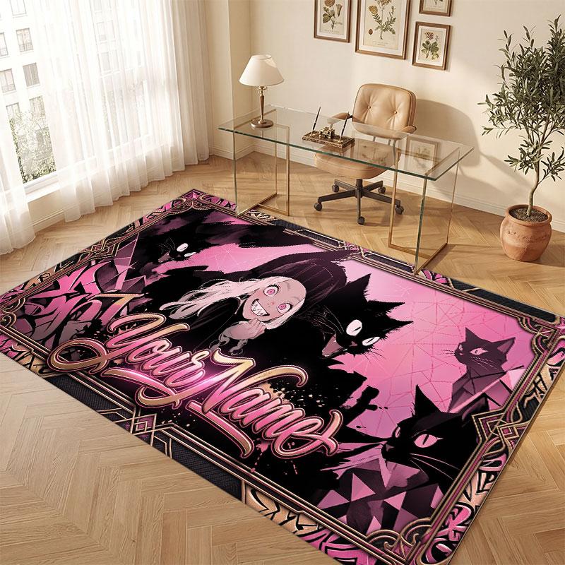 Fantasy Magic Theme Crystal Velvet Floor Rug Personalized Custom Name Text Warm Carpet Home Decoration