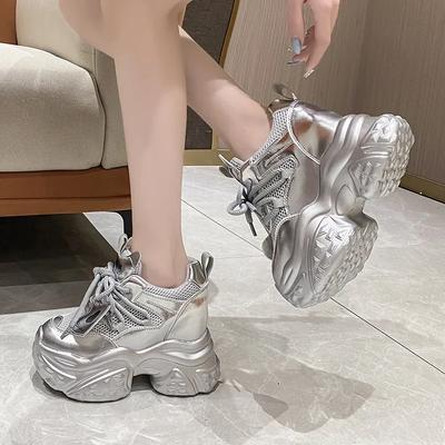 Модные кроссовки женские туфли на высокой платформе дышащие спортивные тренажеры повседневные на толстой подошве сетчатые массивные кроссовки женские zapatos mujer 10 см