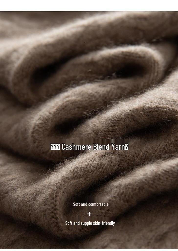 2026 Autumn Cashmere Loose Half-Zip Cable Knit Lapel Sweater for Women