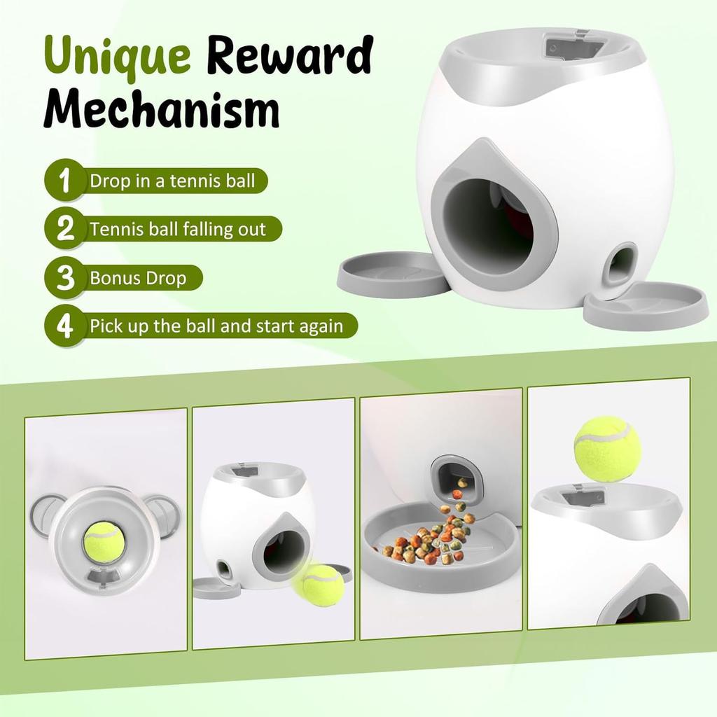 Smart Dog Tennis Food Reward Machine Interactive Training Snack Dispenser Ball Launcher Fun Interactive Dog Toy