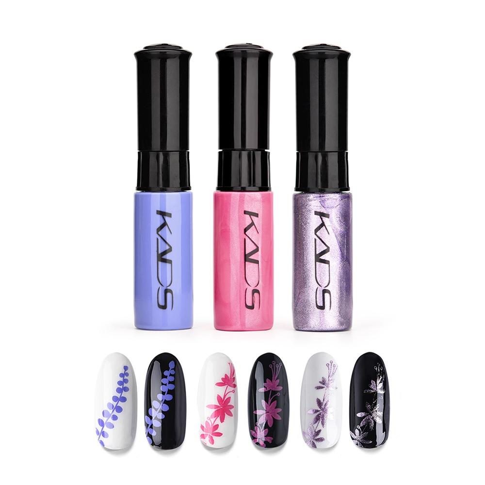 kads 3 шт./компл. лак для стемпинга ногтей, цветной белый, золотой, черный, серебряный лак для печати, лак для дизайна ногтей, ручка для маникюра, лак