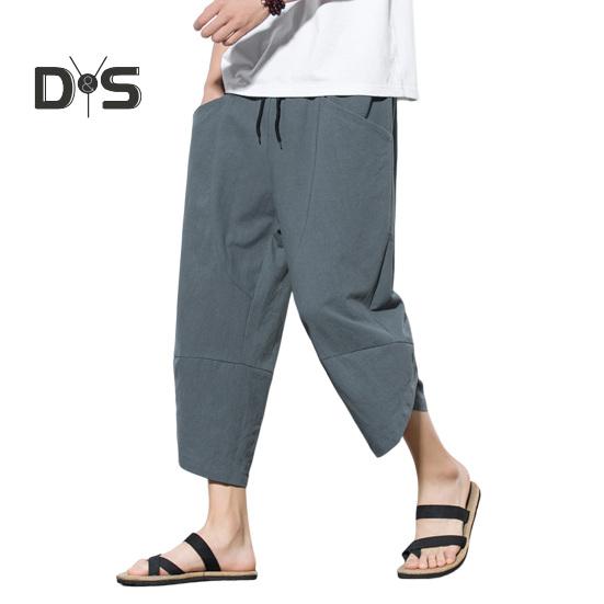 Дышащие мужские летние брюки, однотонные шикарные повседневные мужские летние брюки