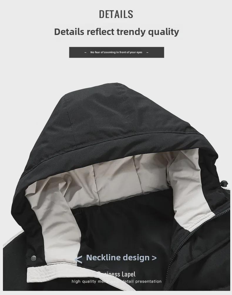 Мужская плюшевая хлопковая куртка с капюшоном для рабочей одежды - Модная, плотная, защищающая от холода зимняя верхняя одежда для погоды Северо-Востока