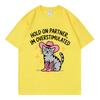 Hold On Partner Im Overstimulated Funny Meme T Shirt High Quality Cotton Oversized Tshirt Unisex Unisex Casual 100cotton Tshirts