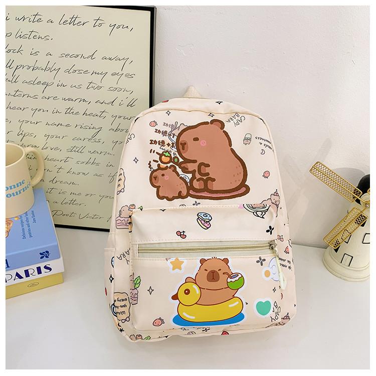 Cartoon Printed Capybara Backpack Children Schoolbag Fashion Leisure Bag Travel