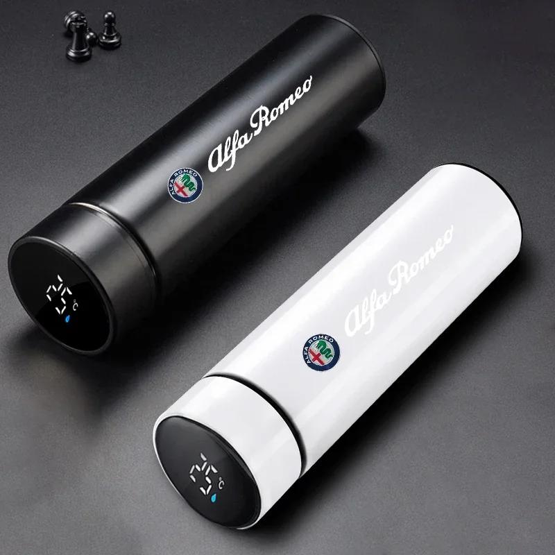 BBDK7 For Alfa Romeo 500ml Portable Car Smart Thermos Bottle Temperature Display Cup For Alfa Romeo Giulietta GT 159 147 156 Brera Giu