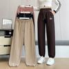 Vintage Corduroy Pants Women Loose Thicken Fleece Elastic Pockets Trousers Spring Autumn New Lady Fashion Joggers Clothing
