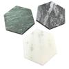 ADOSSY Marble Coasters, Hexagonal, Set of 3, Natural Stone, Modern Interior Decor, Black, White, Green, Small Item Holder (BlackGreenWhite)