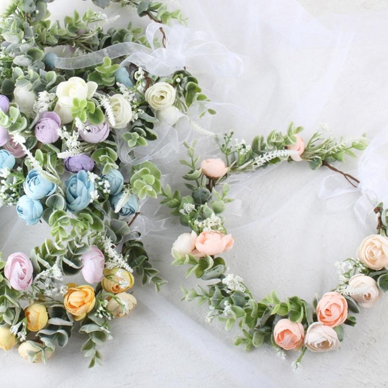 Свадебный венок из цветов для невесты, цветочные повязки на голову, цветочные повязки на голову для невесты, женские цветочные гирлянды, корона, цветочный венок для волос