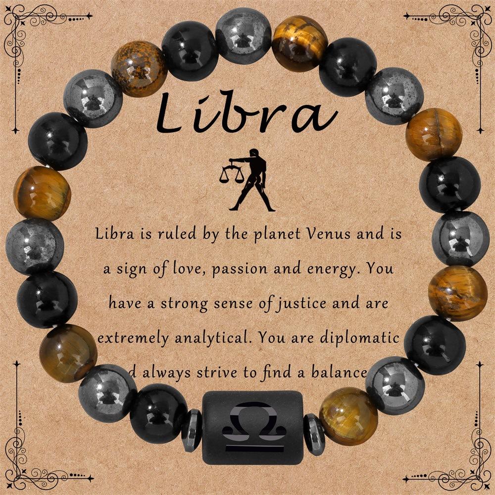 12 Zodiac Constellation Sign Bracelet Triple Protection Tiger Eye Hematite Beads Bracelets for Couples Friendship Jewelry Gifts