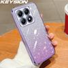 KEYSION Роскошный чехол-бампер с покрытием и блестками для Xiaomi 15T Pro 5G, прозрачный мягкий ТПУ, противоударный чехол для Xiaomi 14T Pro 5G