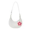 Dumpling Shape Flower Shoulder Bag Flower Pendant Women Underarm Bag Half-moon Bag  Streetwear