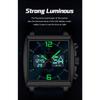 POEDAGAR Luxury Top Man Watch Electronic Square LED Alarm Chronograph Watches Week Date Dual Time Display Quartz Clock