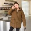 Autumn Winter Thicken Warm Parka Women Casual Sweety Solid Color Big Pocket Loose Short Hooded Coat Jackets Outwear