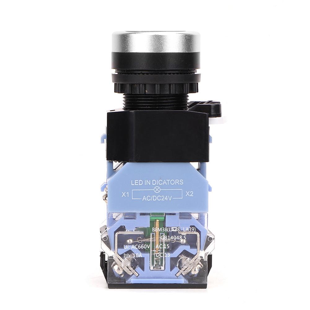 10 Pcs BEM38 11D Self Reset Flat Head Button Switch 1 On 1 Off Button Switch 22mm(Green Light)