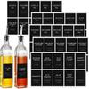 50 Этикеток для Масла и Уксуса на Бутылки, Готовые Наклейки-Этикетки для Приправ для Организации Бутылок-Диспенсеров Масла, Черная Матовая Минималистичная Банка для Масла