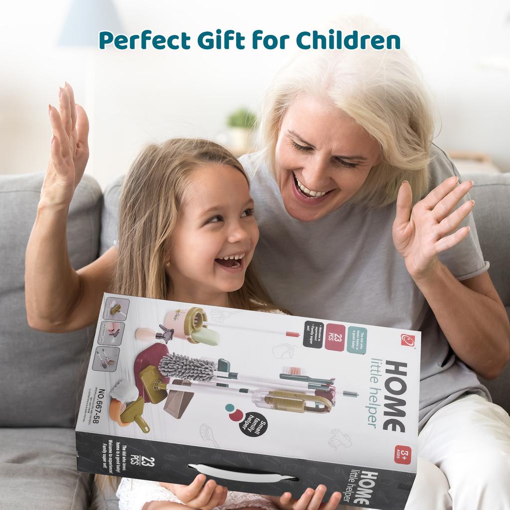 Kids Cleaning Set for Toddler Housekeeping Play Set with Vacuum Cleaner Broom Mop Dustpan Mop