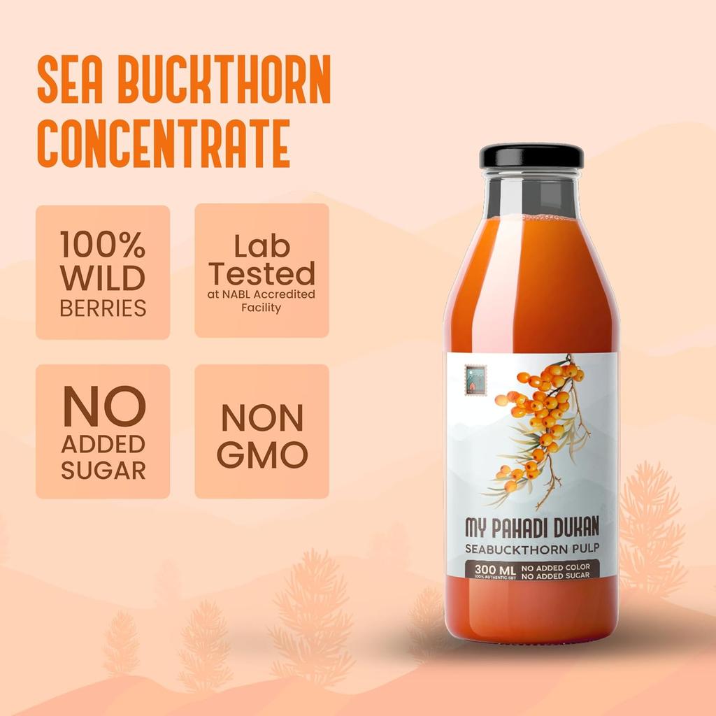 My Pahadi Dukan Himalayan Sea Buckthorn Berry Pulp 100ml Natural Juice For Skin Health Immune Support And Vitality