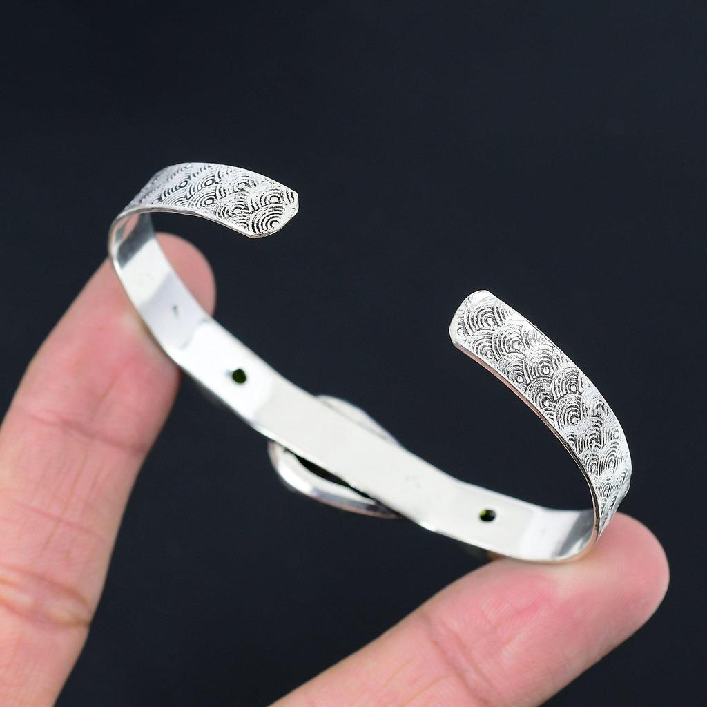 Friendship Day Sale Sterling Silver Purpurite Stone Peridot Boho Bangle Jewelry