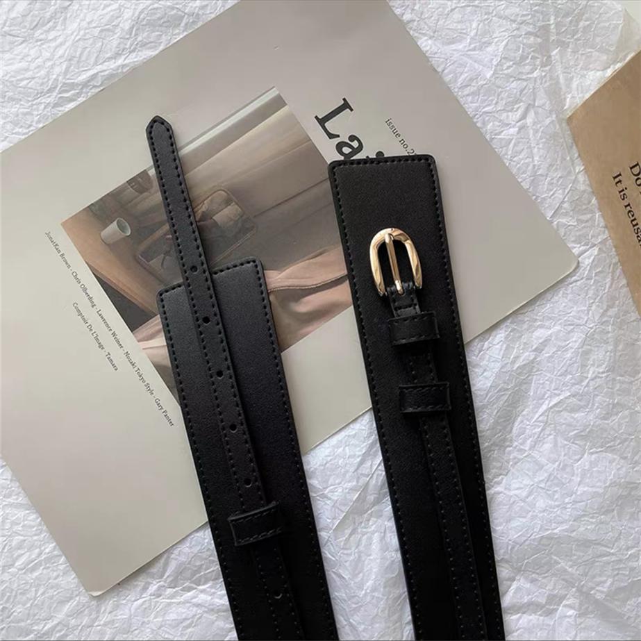 Belt for women, new dual-purpose high-end decorative dress with suit jacket, fashionable wide waist closure, black belt