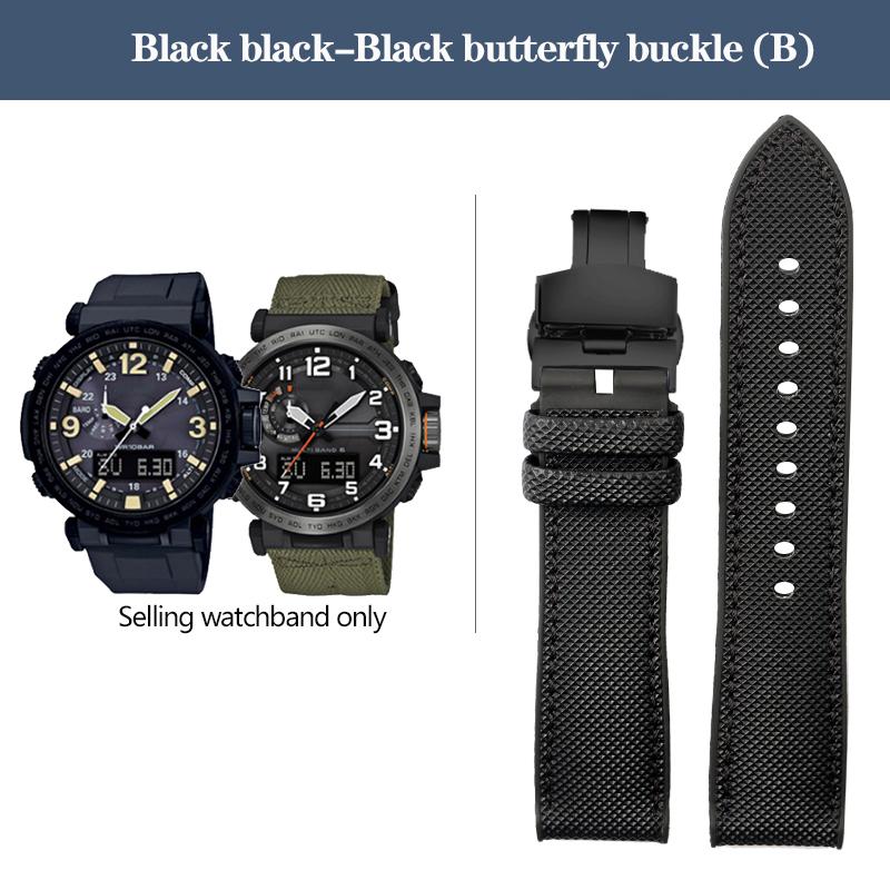 Нейлоновый ремешок для часов с резиновым низом для серии Casio PROTREK PRG-600YB PRG-650 PRW-6600, парусиновый силиконовый ремешок для часов, спортивный ремешок 24 мм