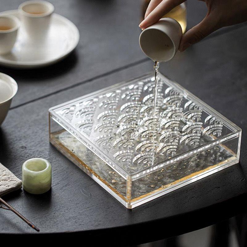 Акриловый прозрачный небольшой чайный поднос, чехол для ремня для чайного подшипника, столик для сухого заваривания, чайный поднос, принадлежности для кунг-фу