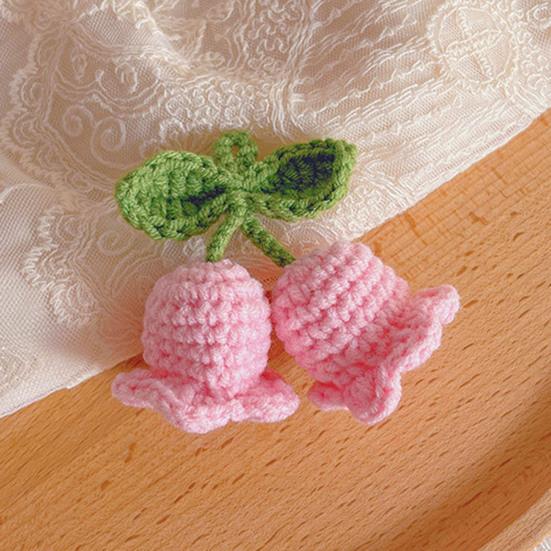 Вязаный брелок для ключей с цветком ручной работы, женский вязаный крючком шерстяной цветок, сумка в виде листа, подвески