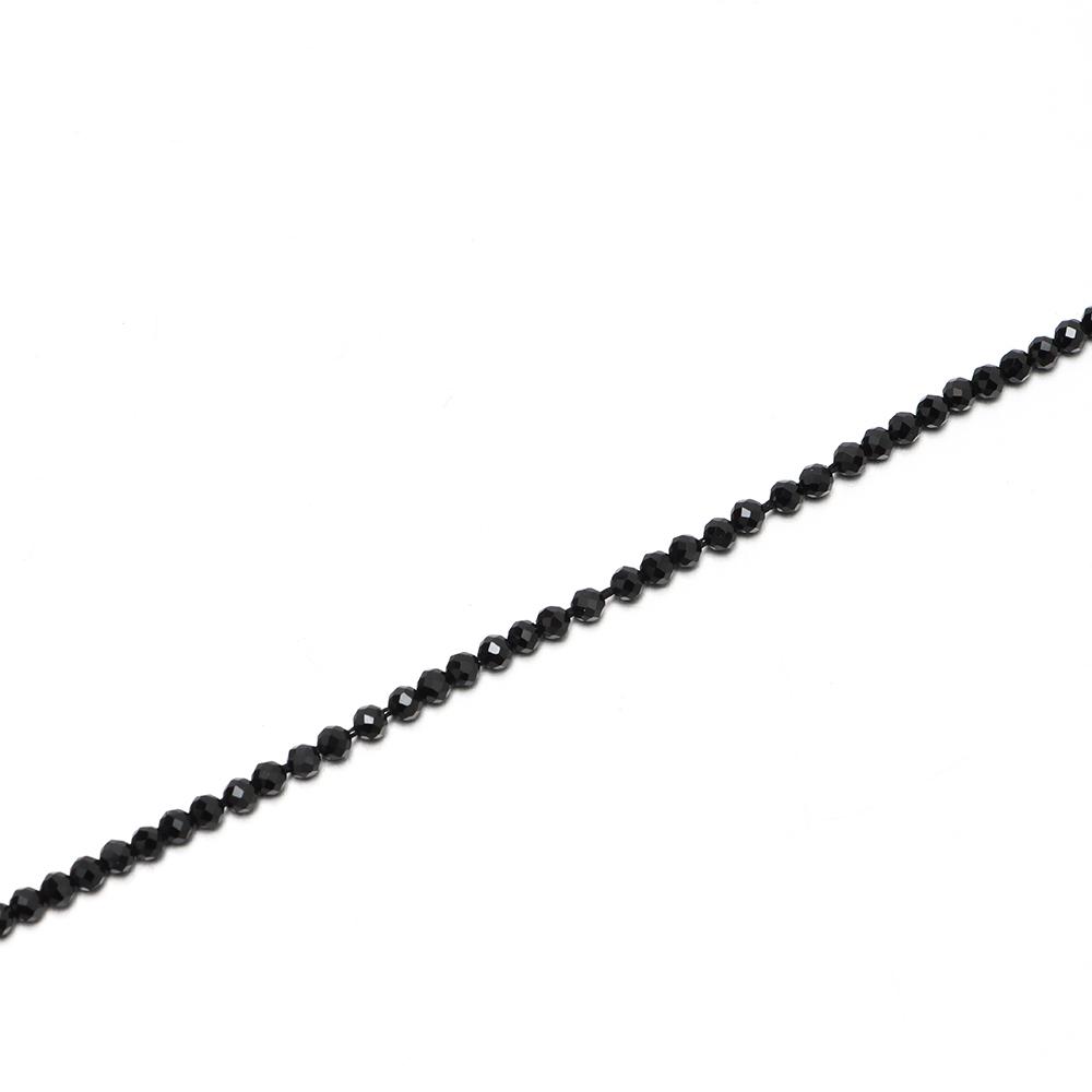 Черные Натуральные Камни 2мм Гранированные Круглые Свободные Бусины DIY Изготовление Ювелирных Изделий Черные Бусины Ожерелье