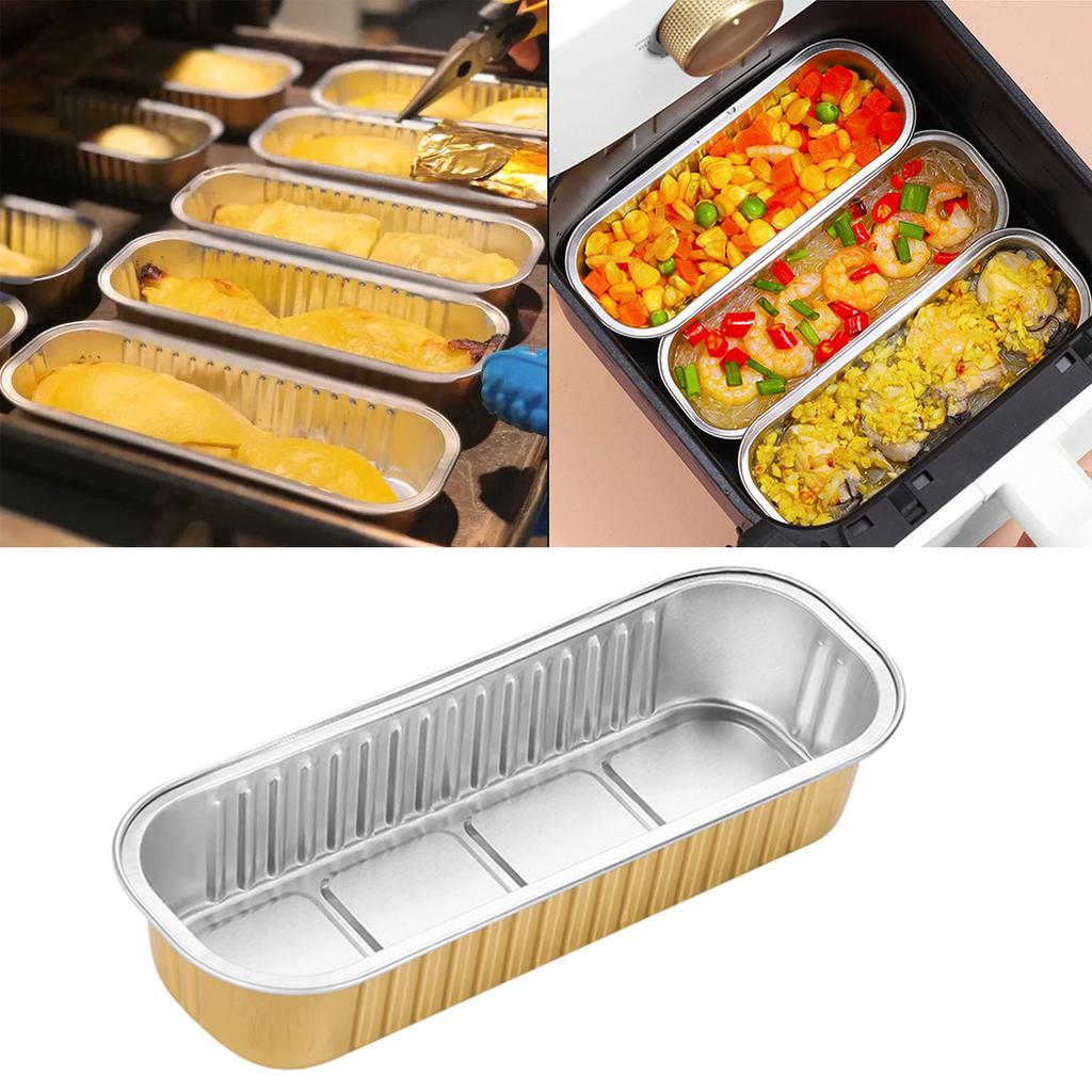 5PCS Tin Paper Box Air Fryers Household Ovens Tin Paper Boxes Barbecues Baking Aluminum Foil Trays Rectangular Tin Trays