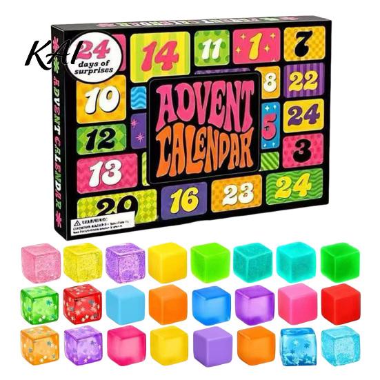Holiday Surprise Countdown Gifts 2026 Christmas Advent Calendar Squeeze Toy, 24-Day Ice Cube with TPR Soft Fidget Figures Stress Relief Fidgets, Desk