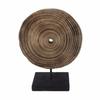 Wood Sculpture with Metal Stand Rustic Decor Minimalist for Hotel