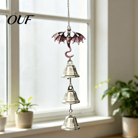 Fantasy Style Gift Retro Dragon Hanging Bells, Metal Flying Wind Chime, Rustic Outdoor Garden Ornament for Patio Porch Yard Home Decor Exquisite Alloy