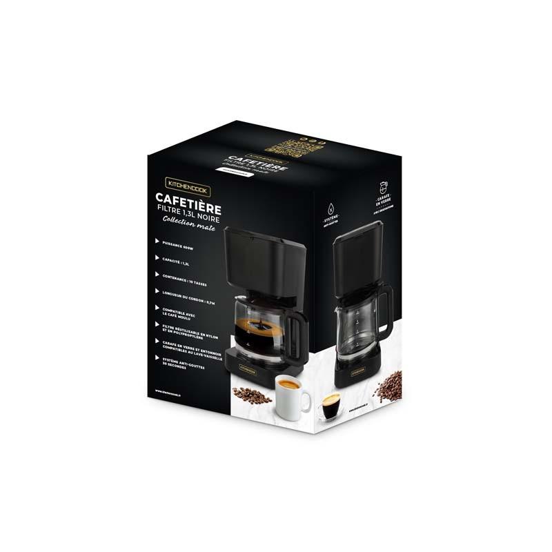 Cafetière Filtre 1,3 L Noire Mate Matt Coffee De Kitchencook