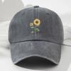 Sunflower Printed Baseball Cap Distressed Travel Hat Vintage Dad Hat  For Women Man