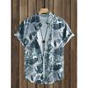 Summer Men's Soft Hawaiian Shirt with Vibrant Jungle Leaf & ExotiFlower Prints Lapel Button Tops Oversized Unisex Clothing