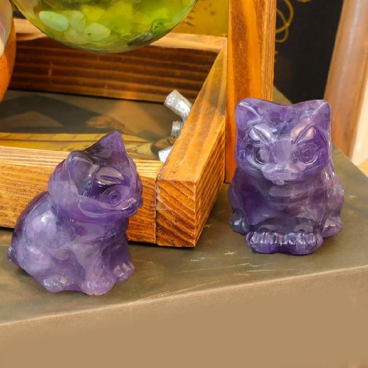 Статуэтки кошек из кристаллов Фигурки котенка Скульптура кошки Декоры для кошек Украшение для офиса Домашние украшения для стола