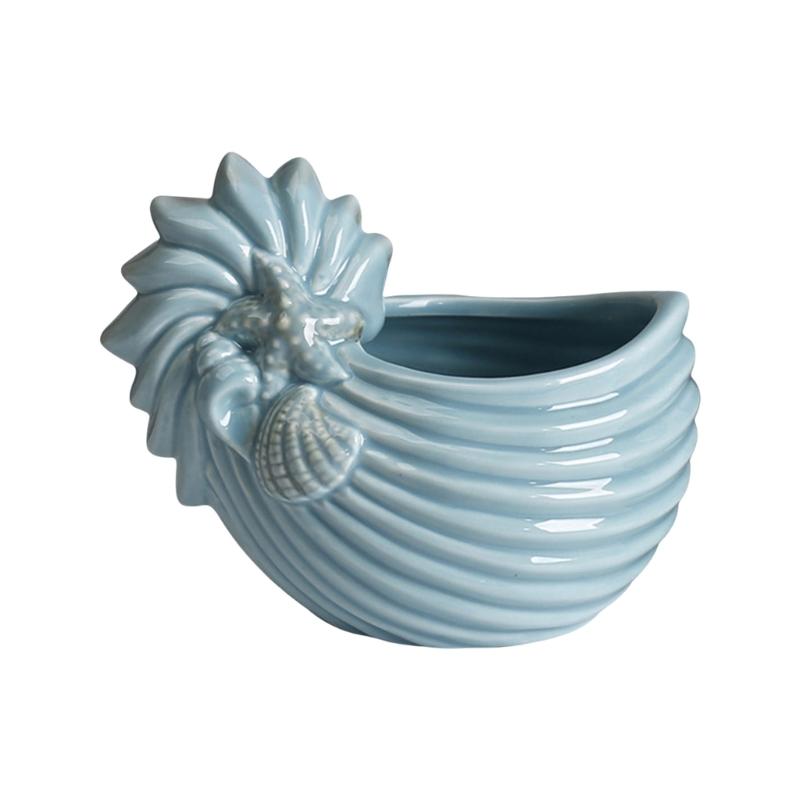 Керамический подсвечник в форме ракушки для домашнего декора, горшок для суккулентов на морскую тематику, мини-плантатор, декоративная емкость