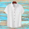 Мужская рубашка однобортного цвета свободного покроя с карманами и клапанами, летние топы, повседневная одежда