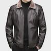 2024 Men's Slim Velvet-Lined Leather Jacket for Autumn/Winter