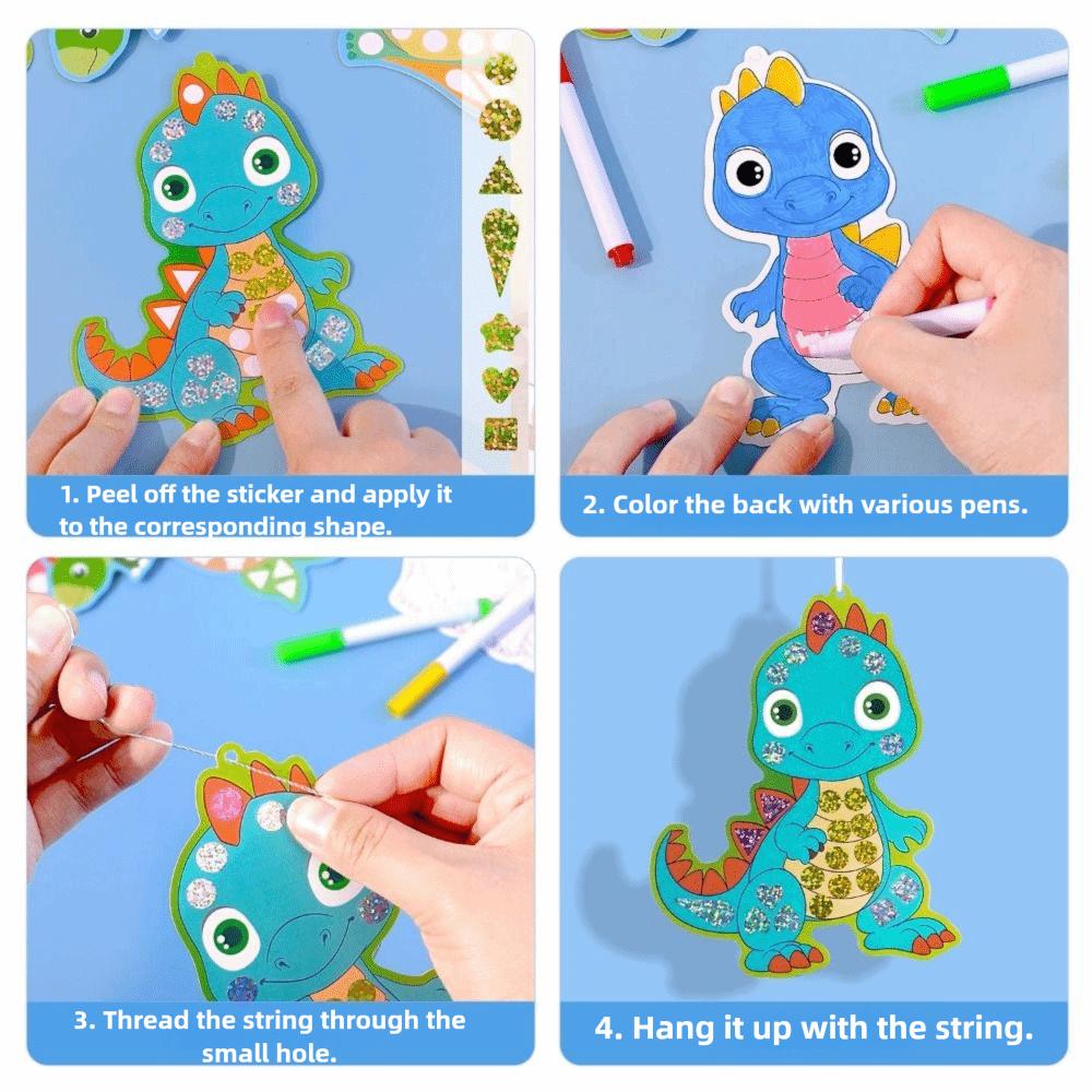 Dinosaur Animals DIY Mosaic Stickers Halloween Christmas Boys Girls Travel Children Art Craft Kit Foil Stickers Art Set